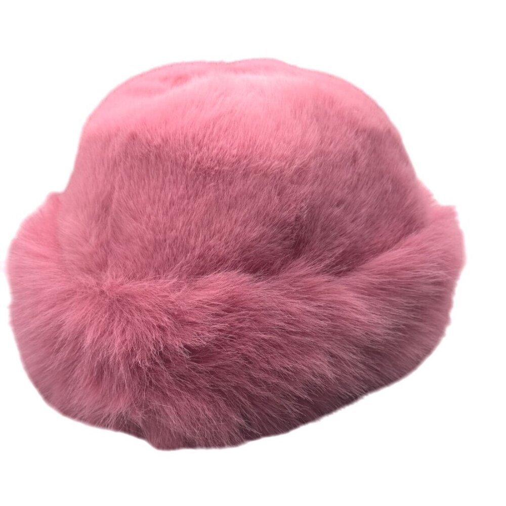 2/$30 Faux Fur Mink Pink Peach One Size Hat Brimless Plush Fluffy Skiing Warm - Picture 6 of 9